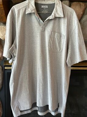 Duluth Trading Grey Long-Tail CoolMax Polo Shirt, Size XL,